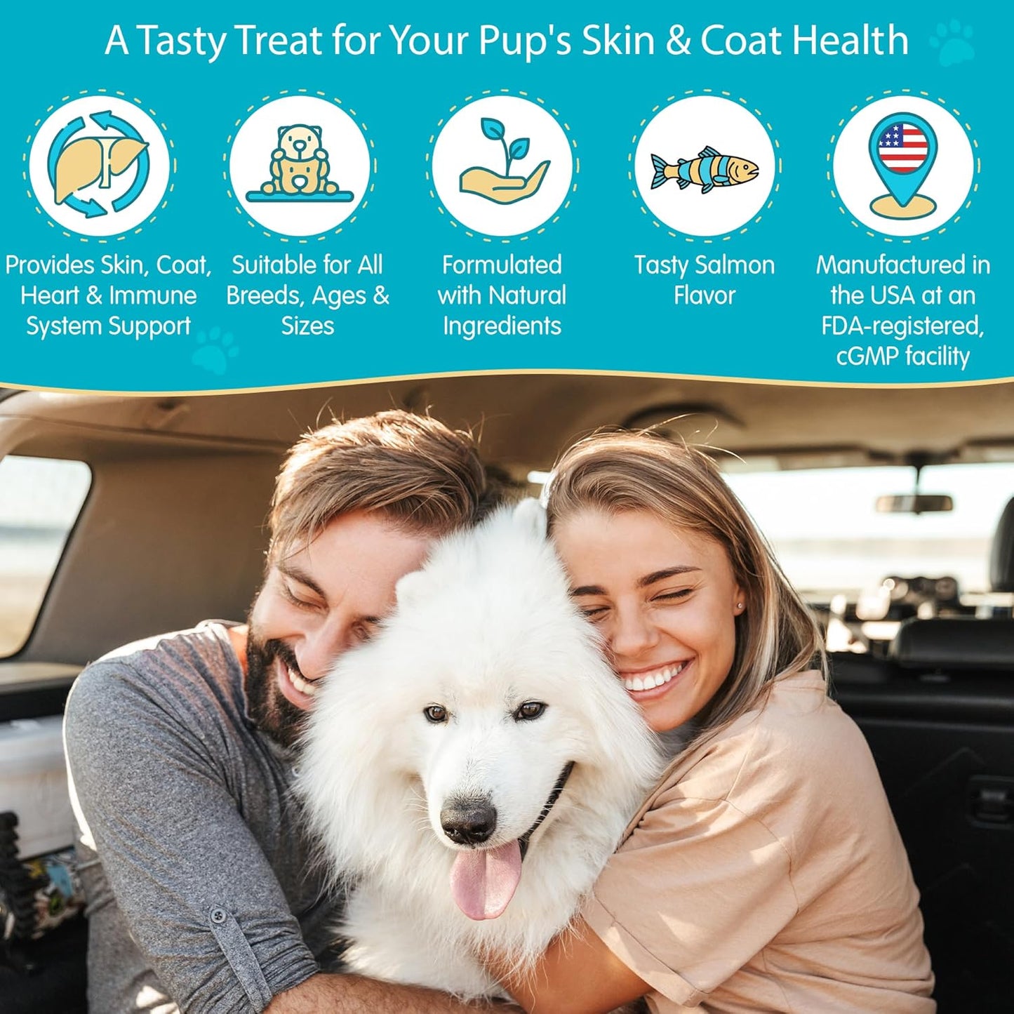 Wanderfound Pets - Omega 3 for Dogs, Skin and Coat Fish Oil, Dog Itch Relief, Soft Chews