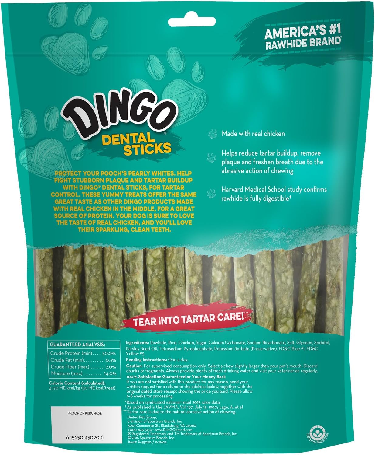 Dingo Dental Sticks 48 Count, Natural Chewing Action Helps Clean Teeth
