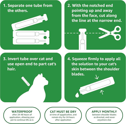 Amazon Basics PreventativeFlea and Tick Topical Treatment for Cats (Over 1.5 Pounds), 3 Count