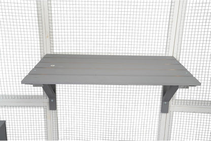 Wooden Outdoor Cat Cage with Asphalt Roof,Cat House with Jump Platforms and Sleeping Nook, Weatherproof Cat Enclosure for Indoor/Outdoor Use, Stylish & Spacious Design,70" L x 37" W x 71" H White