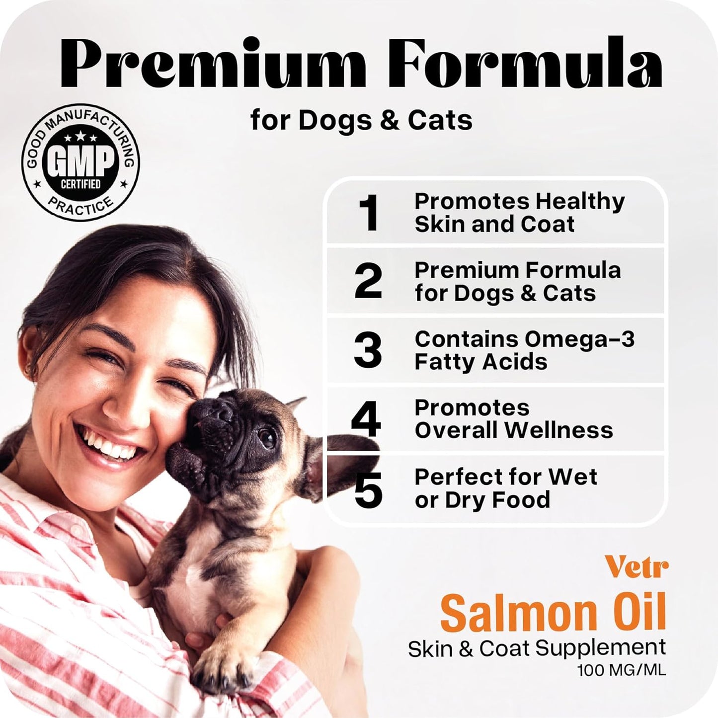 Vetr Norwegian Salmon Oil for Dogs & Cats, 16.9 oz - Omega 3 Fish Oil for Healthy Skin, Shiny Coat, Joint & Heart Health