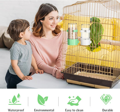 Weewooday 4 Pieces Automatic Bird Feeder Cage Water Dispenser Bird Water Feeder Hamster Cage Waterer Accessory Drinker Bottle for Hamster Parrot (Cute Style,Green, White,245 ml)