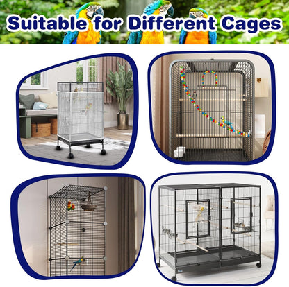 Universal Bird Cage Seed Catcher, White Adjustable Bird Cage Net Cover, Stretchy Lightweight Band Skirts Mesh Cover for Parrot Cages Stops Scatter, Breathable & Reusable