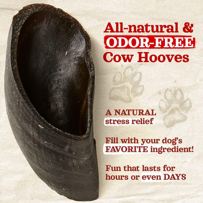 Natural Farm Cow Hooves (12 Pack), Odor-Free, All Natural Sourced from Farm-Raised Beef Hoof Dog Treats, Great Alternative to Bully Sticks or Rawhide, Dental Chew for Small, Medium, Large Breeds