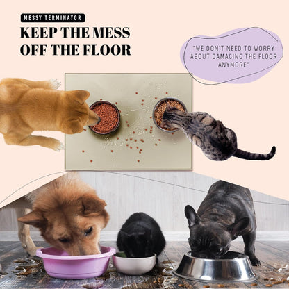 AVERYDAY 3-in-1 Slow Feeder Dog Bowls and 32x24'' Silicone Dog Mat Bundle