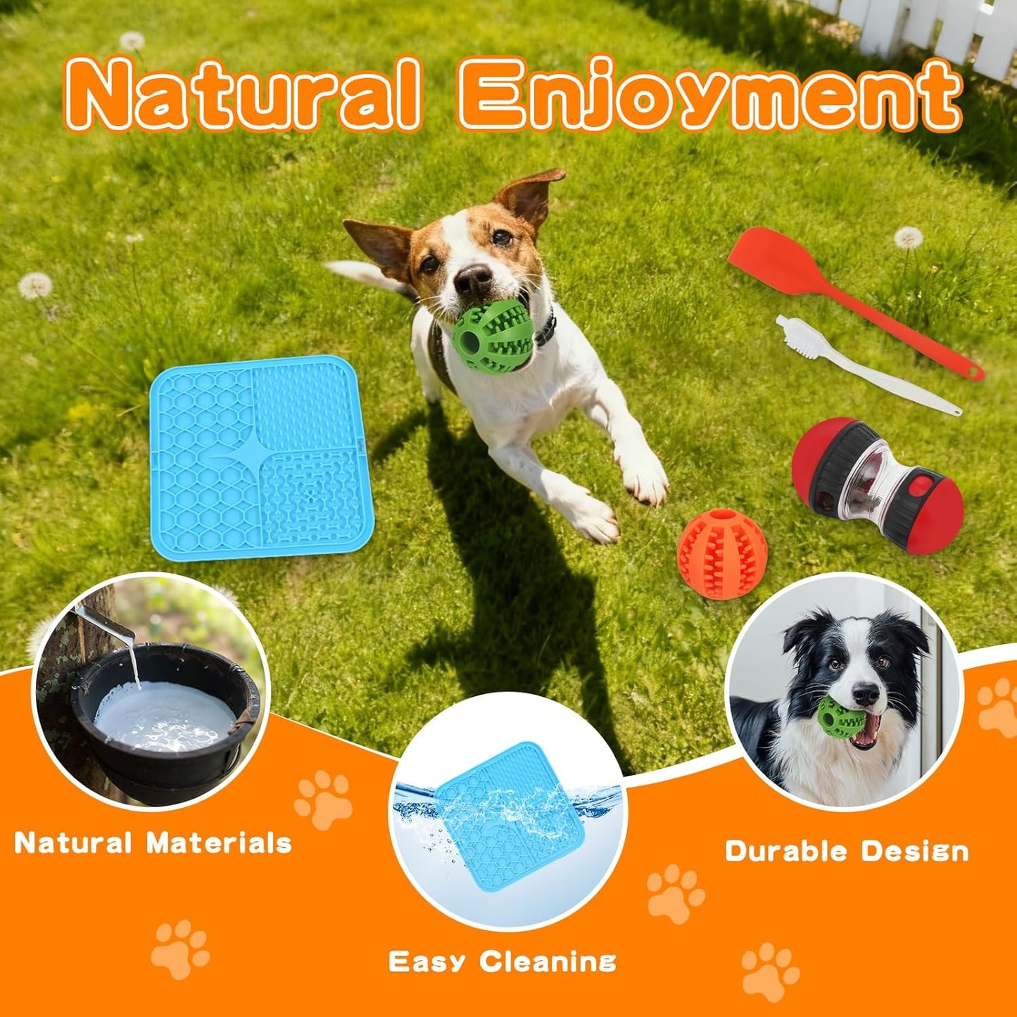 Slow Feeding Set for Smart Puppy Middle Dogs to Keep Them Busy - Slow Feeder Lick mat & Interactive Ball Toys with Puzzle for Dog Smarter Eating & Engaging