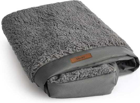 LE SURE XL Washable Dog Bed Cover Replacement Plush Fleece Cover for Orthopedic Egg Crate Foam Pet Mat 44x32x3 Inches, Dark Grey