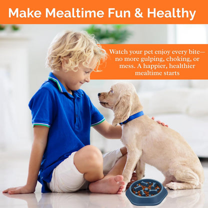 2PCS Slow Feeder Dog Food Bowl – Bowl Designed to Slow Eating, Promotes Healthy Digestion and Prevents Bloat, Ideal for Cats and Dogs (Red-Red)