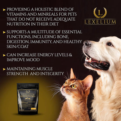 Holistic Multivitamin Supplement for Dogs and Cats - Complete 12-in-1 Plant-Based Vitamins & Minerals for Skin, Coat, Digestion, Bones, and Immunity - Omega-3 Fish Oil, Vitamin Mineral Complex - 200G