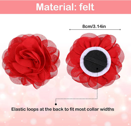 8 Pcs Flower Collar for Dogs 3 inch Colorful Cat Puppy Charms Pet Flower Collars Soft Dog Tie for Dogs Grooming Charms Accessories