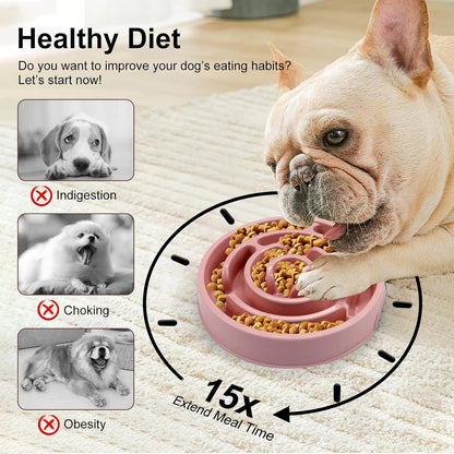 Slow Feeder Dog Bowls, Puzzle Dog Bowl with Anti-Slip, Slow Feeder & Non-Slip Design, Boredom and Anxiety Reducer, Suitable for All Breed Dogs and Cat