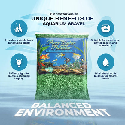 Pure Water Pebbles Aquarium Gravel, 2-Pound, Emerald Green