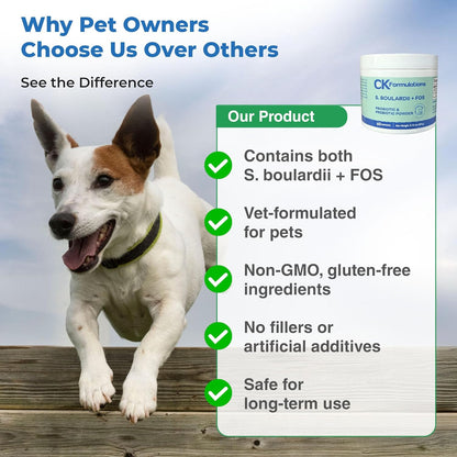 | S boulardii + FOS for Dogs and Cats | Probiotic and Prebiotic Powder | Support Gut Health, Diarrhea | 60g