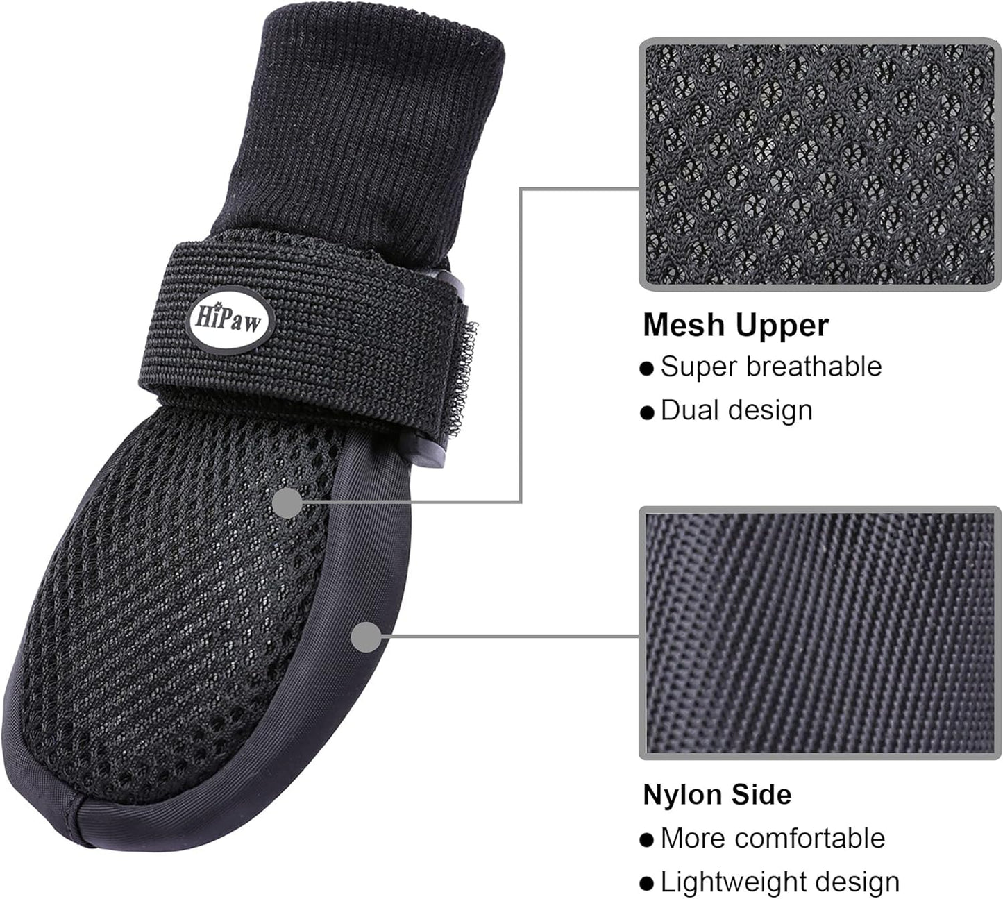 Hipaw Breathable Dog Shoes for Medium Large Dogs,Comfortable Dog Boots with Non-Slip Soles,Paw Protectors for Cold or Hot Pavement,Dog Booties for Hardwood Floors Daily Walking
