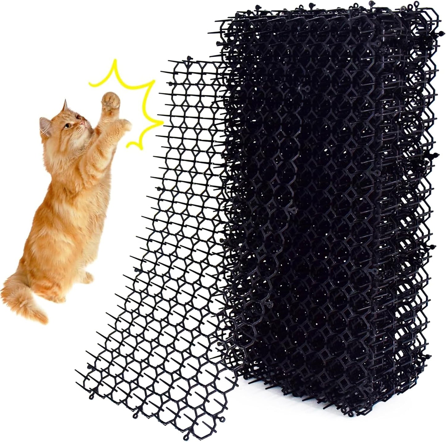 10 Pack 16 x 8 Inch Cat Scat Mat with Spikes, Scat Mat for Cats Cat Deterrent Mat Digging Stopper Repellent Spike Mat