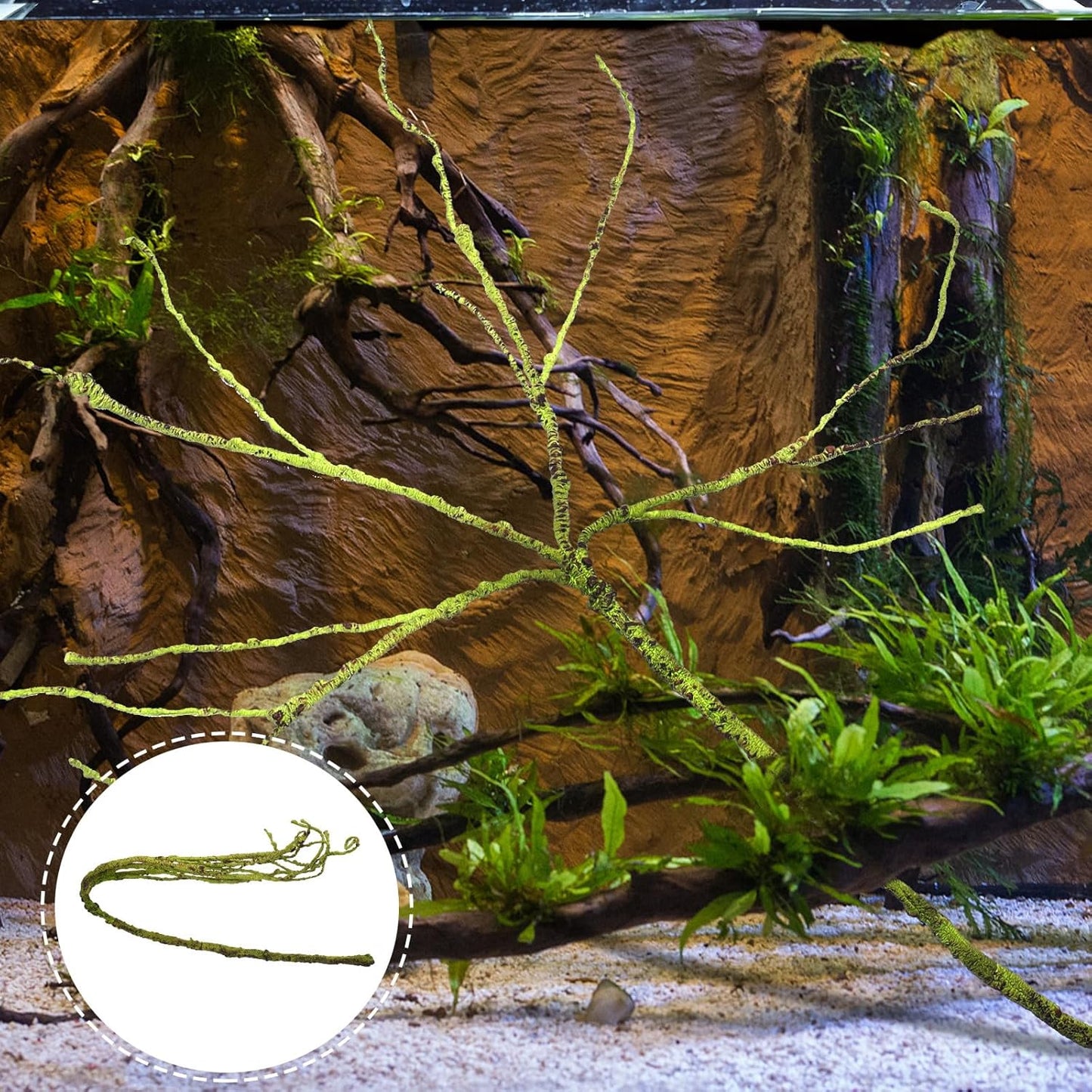 Fake Plant Reptile Vine Terrarium Accessory Sturdy Decorative Faux Rattan Climbing Habitat Decor for Reptiles and Amphibians