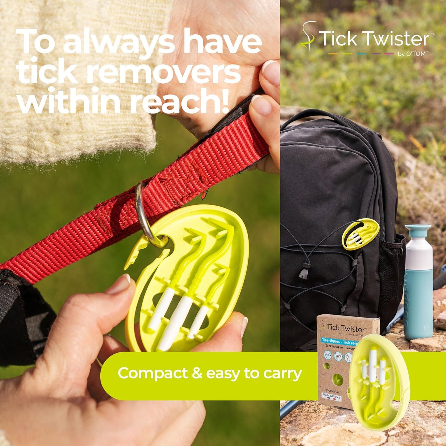 Tick Twister Tick Remover for Dogs and Human - Made in France - Tick Puller for Humans and Dogs - 3 Different Sizes - Dog Tick Removal Tool - Also for All Other Pets - Tick Nipper in