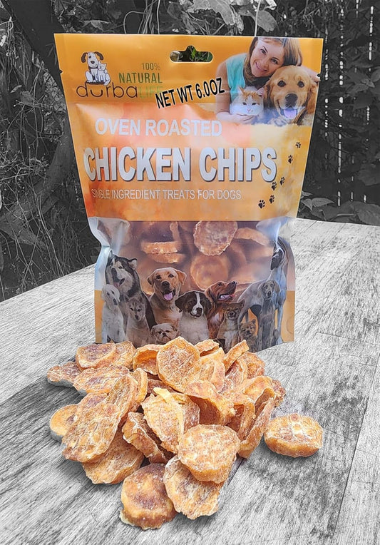Chicken Chips Dehydrated Single Ingredient Treats for Dogs | Easy Chew | 1" Treat Size Ideal for Dog Training, Especially Puppies (6.0 oz (170g))