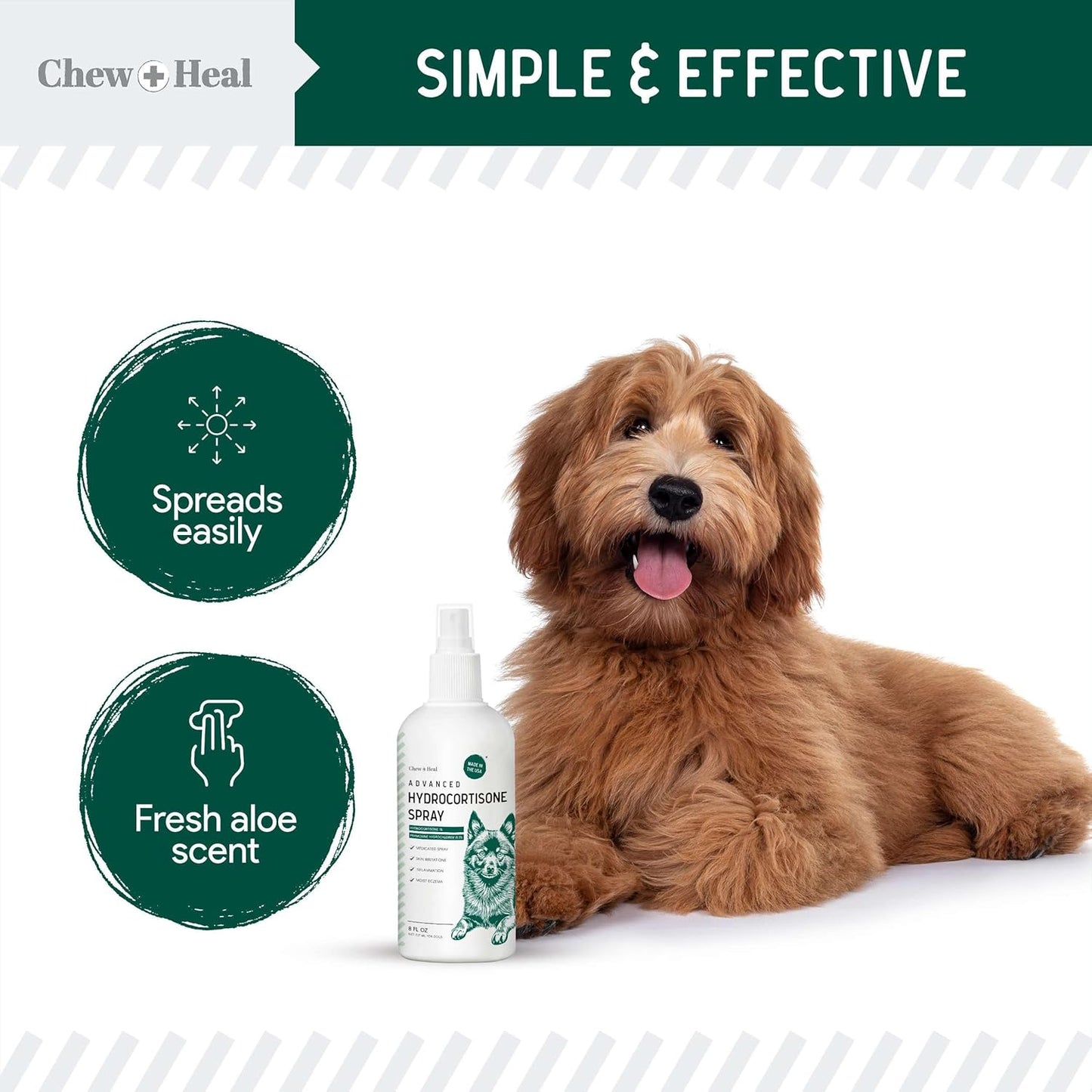 Hydrocortisone Spray for Dogs - 4 oz Dog Anti Itch Spray for Irritated Skin, Hot Spots, Flea Bites, Itching, and More - Made with Hydrocortisone and Pramoxine Hydrochloride - Made in the USA