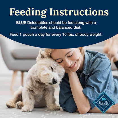 Blue Buffalo Delectables Natural Wet Dog Food Toppers Variety Pack, Tasty Chicken & Hearty Beef, Cuts in Gravy, 3-oz. (12 Pouches, 6 of Each Flavor)