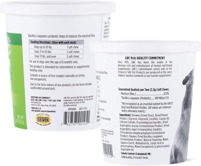 GNC Pets Essentials Digestion Dog Supplements, Probiotic Support Soft Chews in Bacon Flavor for Dogs, Daily Digestion Aid in Reusable Container - Puppy & Adult Pet Health Supplement, 60 Count