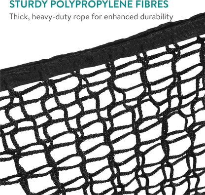 Navaris Hay Net for Horses - 3.5mm Rope with Small Hole Design & 2 Carabiners - Horse Feed Haynet for Slow Feeding - Equestrian Equipment Hay Bale Nets - Black Mesh, 90x120cm