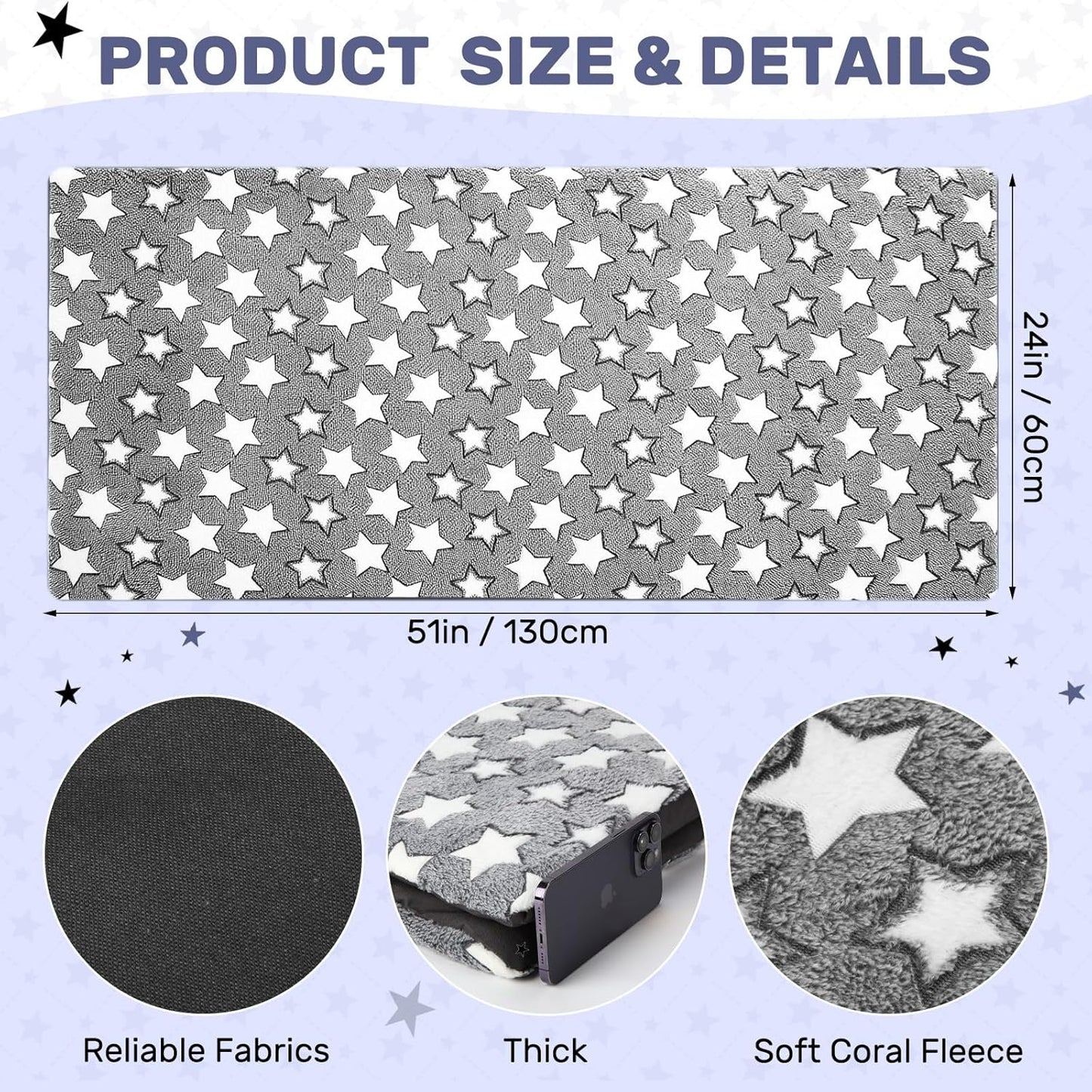 Dog Bed for Car Back Seat Backseat Pet Bed Mat Waterproof Non-Slip Dog Car Seat Covers Soft Cozy Star Pattern Protector 51x 24 Inches for Backseat Extenders Trucks Suvs All Season Travel