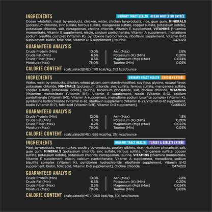 Purina Pro Plan Urinary Cat Food Wet Variety Pack Urinary Tract Health Ocean Whitefish, Chicken, Turkey and Giblets - (Pack of 24) 3 oz. Cans