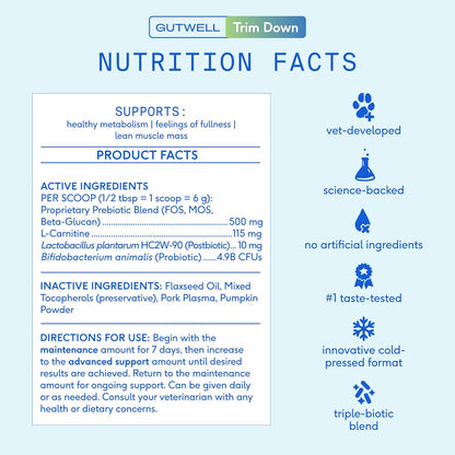 Native Pet Weight & Wellness Bundle: 60 Scoops GutWell Trim Down - Dog Weight Loss Supplement & 8 Oz. Salmon Oil for Dogs & Cats – Pure Omega-3 Fish Oil for Overall Health