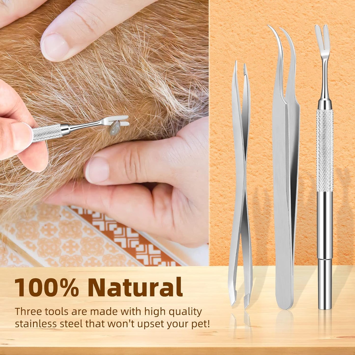 Rypet Tick Remover Tool Set - Stainless Steel Tick Remover Kit for Cats Dogs and Humans(Pack of 3)