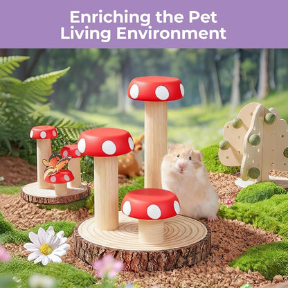 Mini&Moe Hamster Climbing Toys Wooden Stairs Small Animal Cage Accessories Enrichment Toys for Rat, Gerbil, Ferret, Chinchilla, Guinea Pig