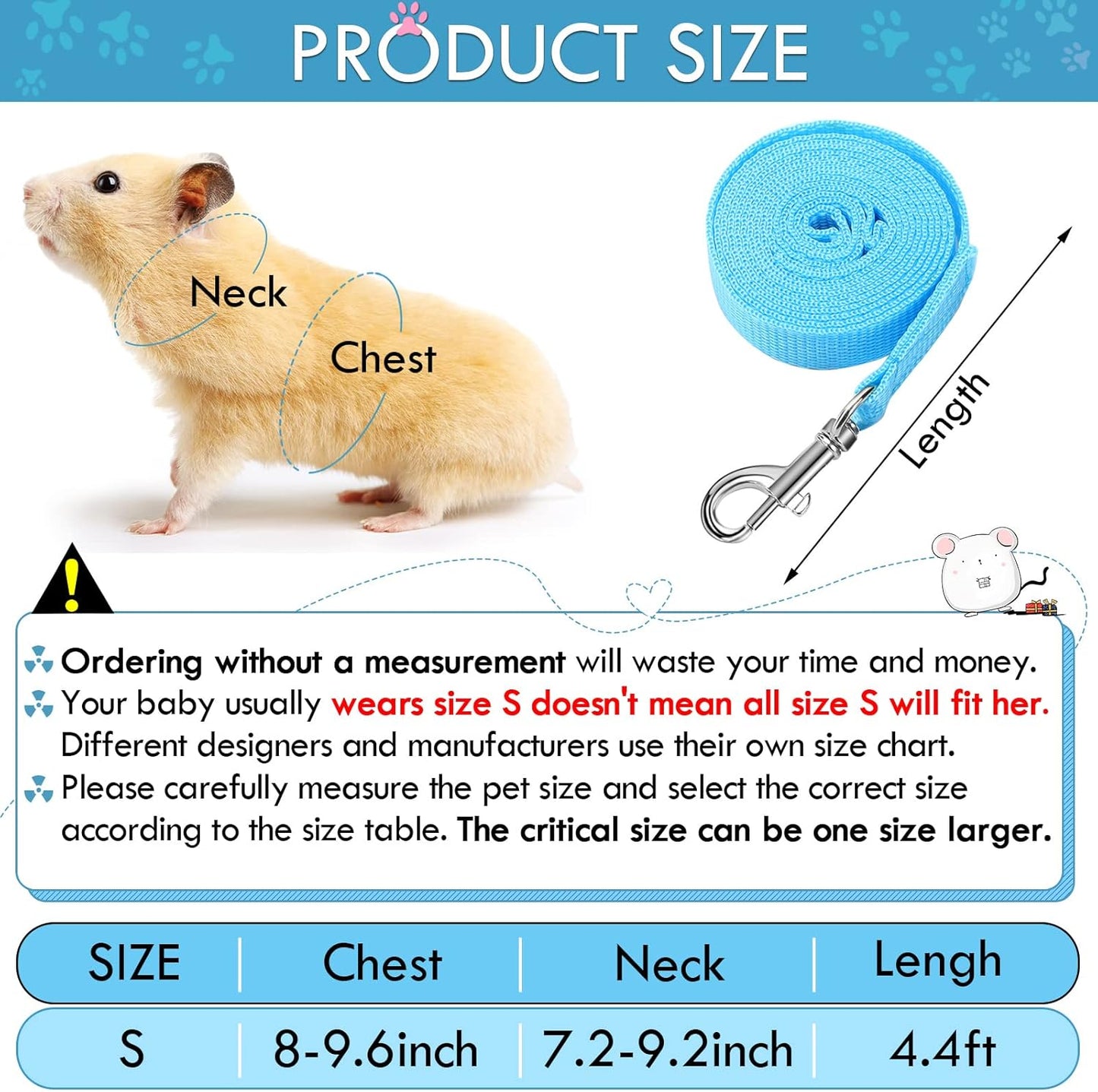 SATINIOR 2 Pieces Guinea Pig Clothes Baby Ferret Rats Hamster Soft Mesh Harness Leash Vest Set with Bell for Guinea Pigs, Hamster, Ferret, Rabbit, Chinchilla and Similar Small Animals (Blue, Black,S)