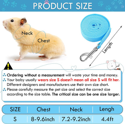 SATINIOR 2 Pieces Guinea Pig Clothes Baby Ferret Rats Hamster Soft Mesh Harness Leash Vest Set with Bell for Guinea Pigs, Hamster, Ferret, Rabbit, Chinchilla and Similar Small Animals (Blue, Black,S)