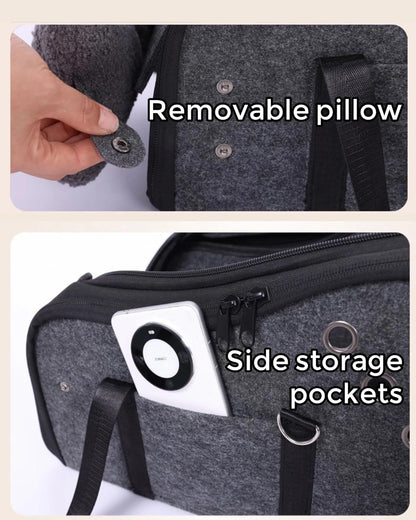 Center Console Dog Car Seat for Small Dogs 0-15 lbs, Pet Car Bed with Adjustable Safety Straps & Hook, Secure Comfortable Puppy Seat for Middle Console