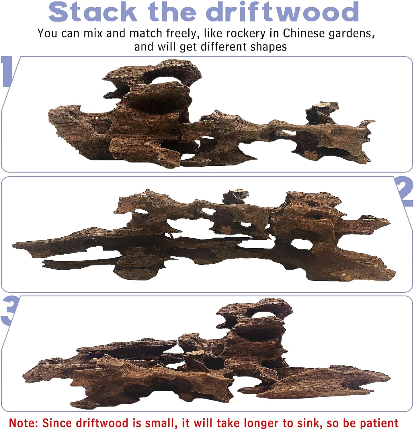 Hamiledyi Natural Driftwood for Aquarium Decor 12 PCS Fish Tank Wood with Small Holey Aquarium Wood Aquascaping for Shrimp Betta Hermit Crab and Butterfly Fish