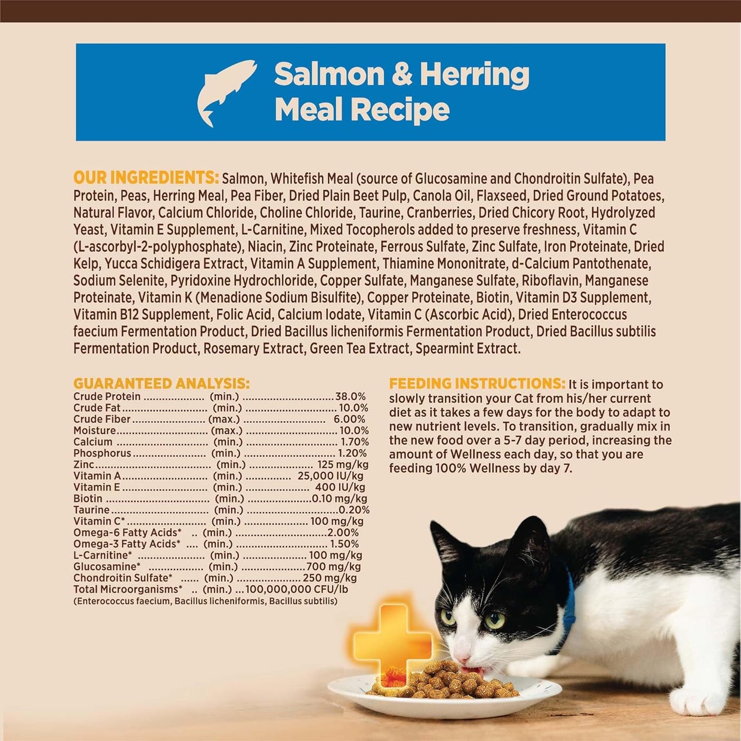 Wellness CORE+ Adult Dry Cat Food for Indoor Cats, Grain-Free, Natural, Salmon and Herring Meal (11 Pound Bag)