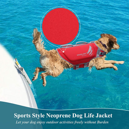 VIVAGLORY + Neoprene Dog Life Vest + High Buoyancy Dog Life Jacket, Lightweight & Buoyancy, Swimming Vest with Handle