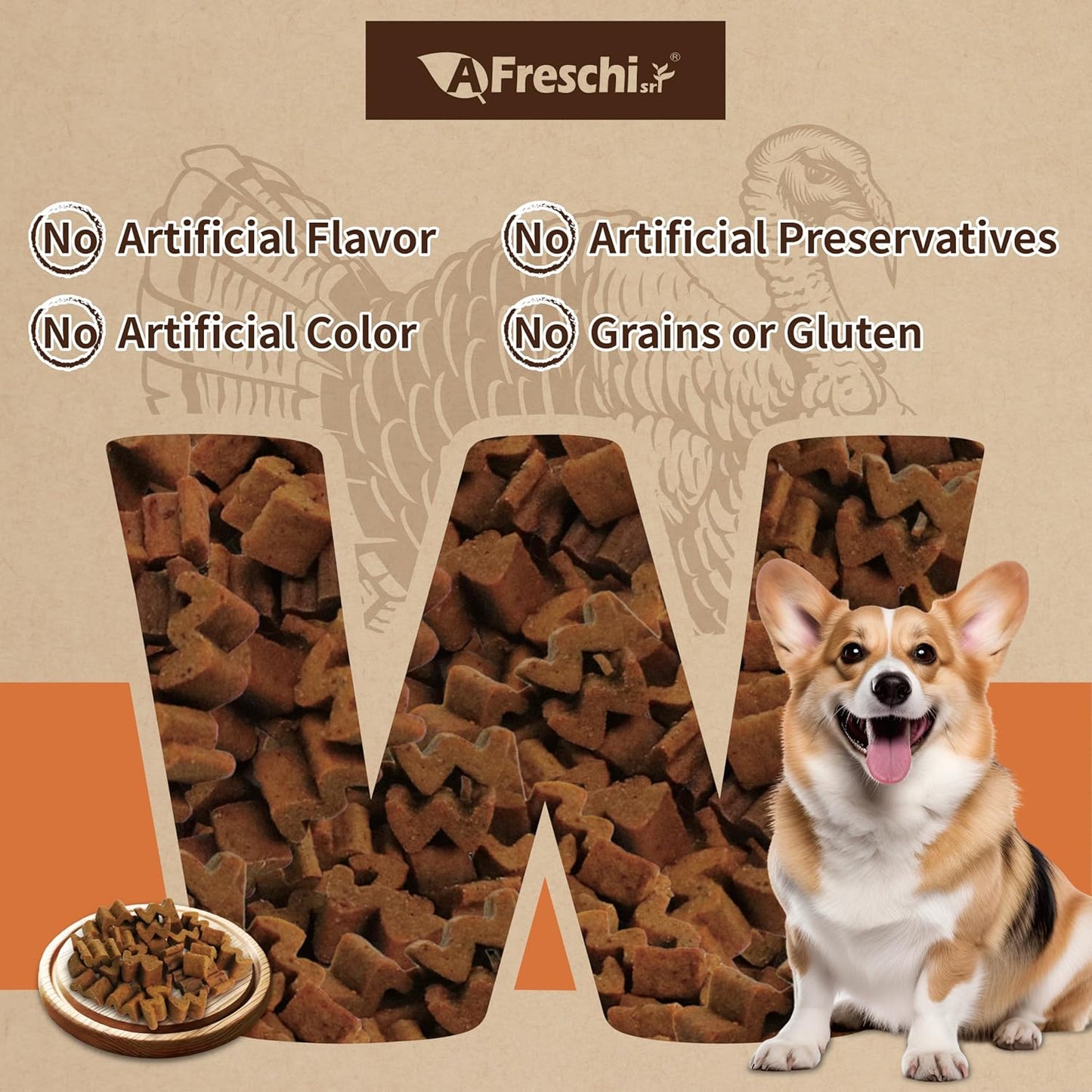 AFreschi Air-Dried Dog Food Turkey Recipe 1 lb, All-Natural, Complete & Balanced, Single-Animal Protein, Grain-Free, High-Protein, Limited Ingredients