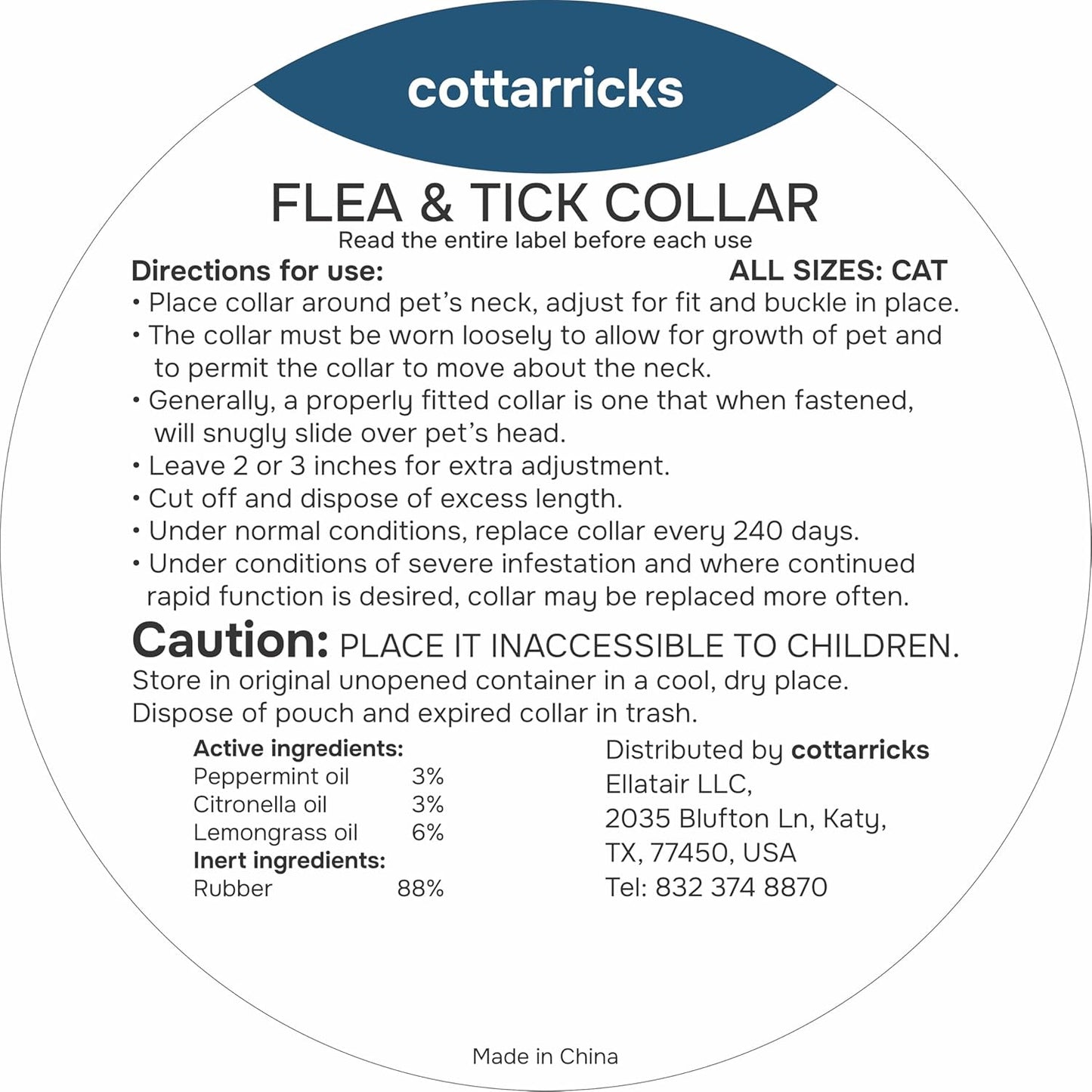 Flea and Tick Prevention for Cats - Collar - 2 Count - Adjustable