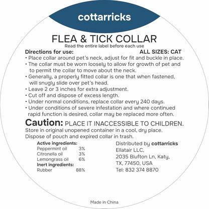Flea and Tick Prevention for Cats - Collar - 2 Count - Adjustable