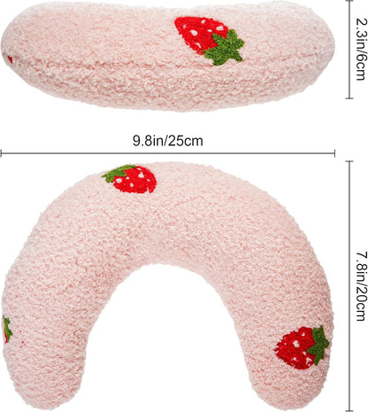 Lystaii Cat Calming Pillow for Indoor Pets - Soft Fluffy Cat & Dog Bed - Anxiety Relief with Cute Embroidery Pattern (Pink, Strawberry)