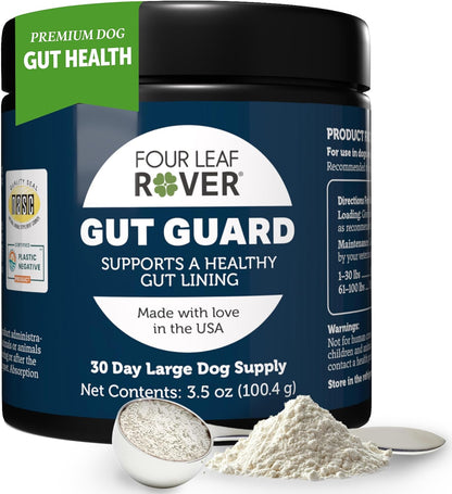 Four Leaf Rover Gut Guard - Dog Probiotics, Prebiotics, and Organic Herbs for Gut Health and Immune Support - Veterinarian Formulated - 30 Day Large Dog Supply