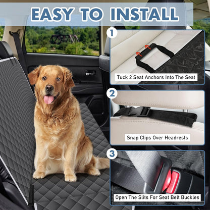 Backseat Cover for Dogs, Waterproof and Non-Slip Pet Bench Seat Covers, Car Seat Protector for Back Seat, Universal Size Rear Car Seat Cover Fits Cars, Trucks and SUVs, M-Charcoal Grey&Grey