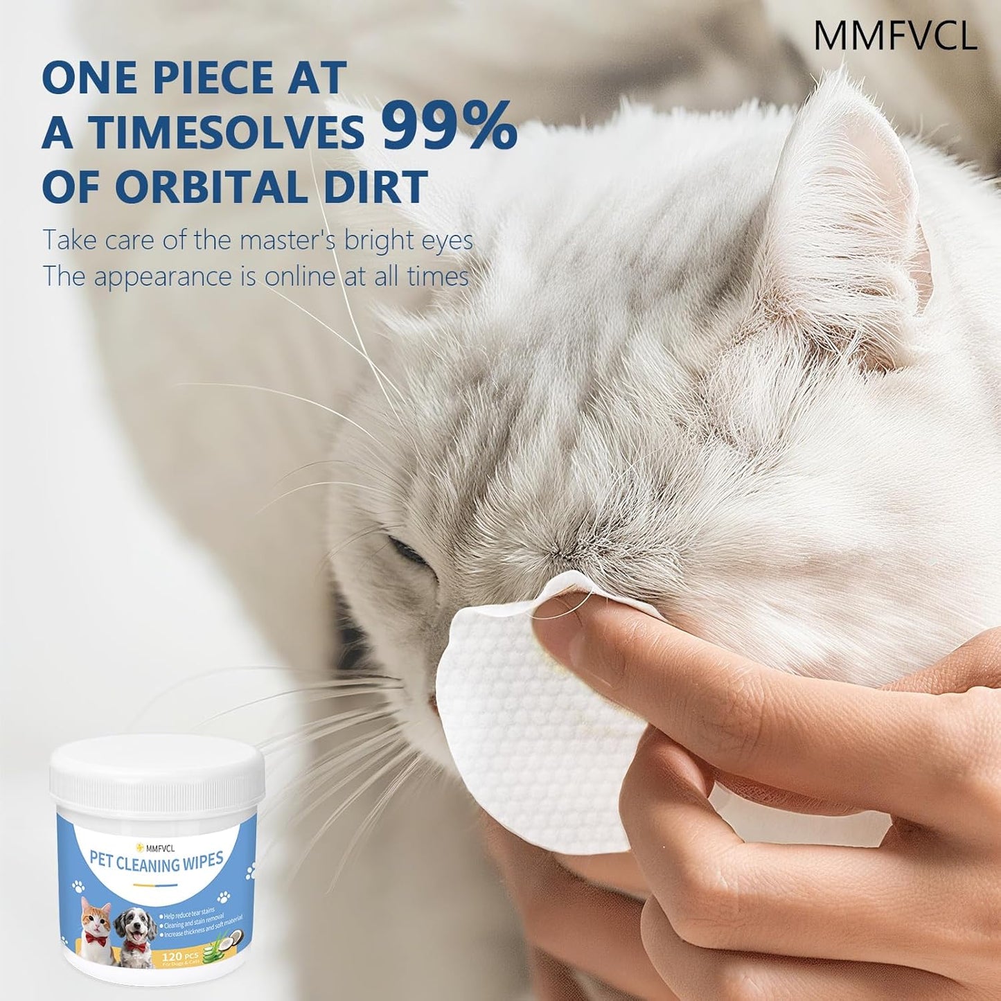 Pet Cleaning Wipes for Dogs and Cats, Tear Stain and Eye Discharge Removal, Coconut Oil Formula, 480Count