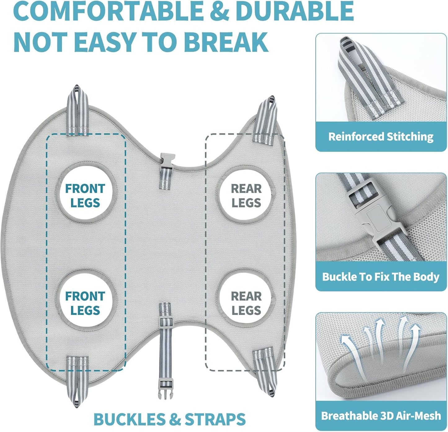 Stress-Free Dog Grooming Hammock Harness Kit - Secure Nail Trimming Sling for Cats & Dogs w/Safety Clipper, Adjustable Straps - Home Vet-Grade Care for Small/Medium/Large Pets