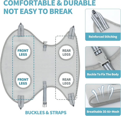 Stress-Free Dog Grooming Hammock Harness Kit - Secure Nail Trimming Sling for Cats & Dogs w/Safety Clipper, Adjustable Straps - Home Vet-Grade Care for Small/Medium/Large Pets