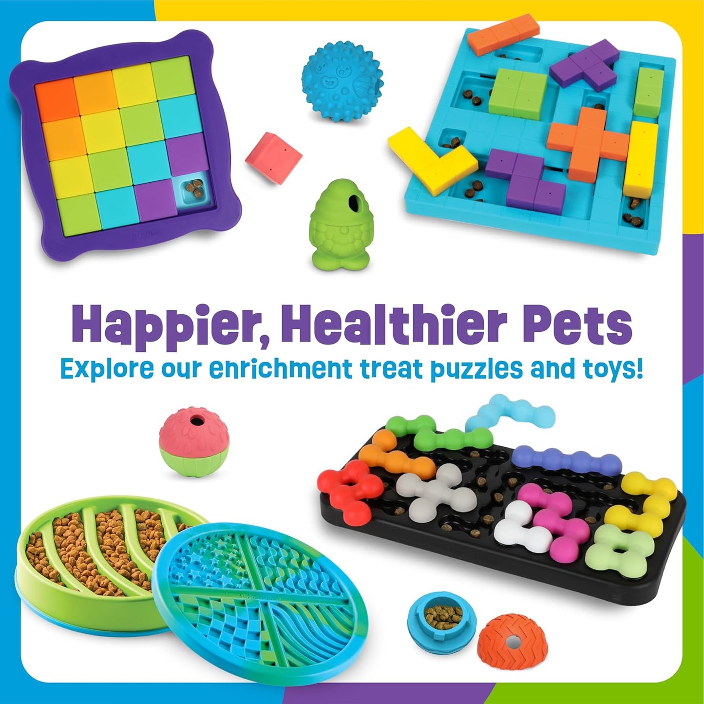 Brightkins Spin & Seek Hexagon Treat Puzzle, Outdoor Puzzle Board, Interactive Dog Toys, Dog Birthday, Enrichment Slow Feeder Bowls, Puppy Teething and Chewing, Stimulating Automatic Feeder