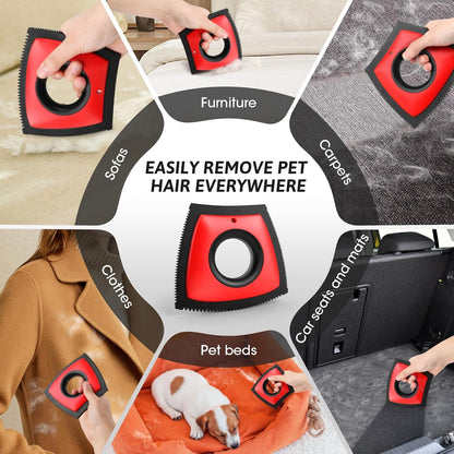 Pet Hair Removal Tool, Cat & Dog Hair Remover for Car Couch Furniture Carpet Clothing, Triangle Multi-Surface Pet Hair Remover for Auto Interior Detailing Supplies Mini Pet Hair Detailer