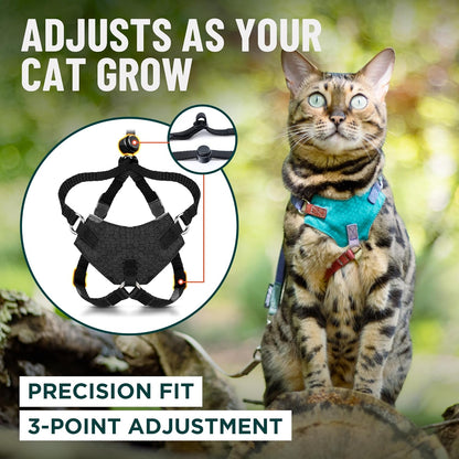 Houdini™ Escape Proof Cat Harness and Leash Set by OutdoorBengal – Black, Medium Cat Harness for Walking