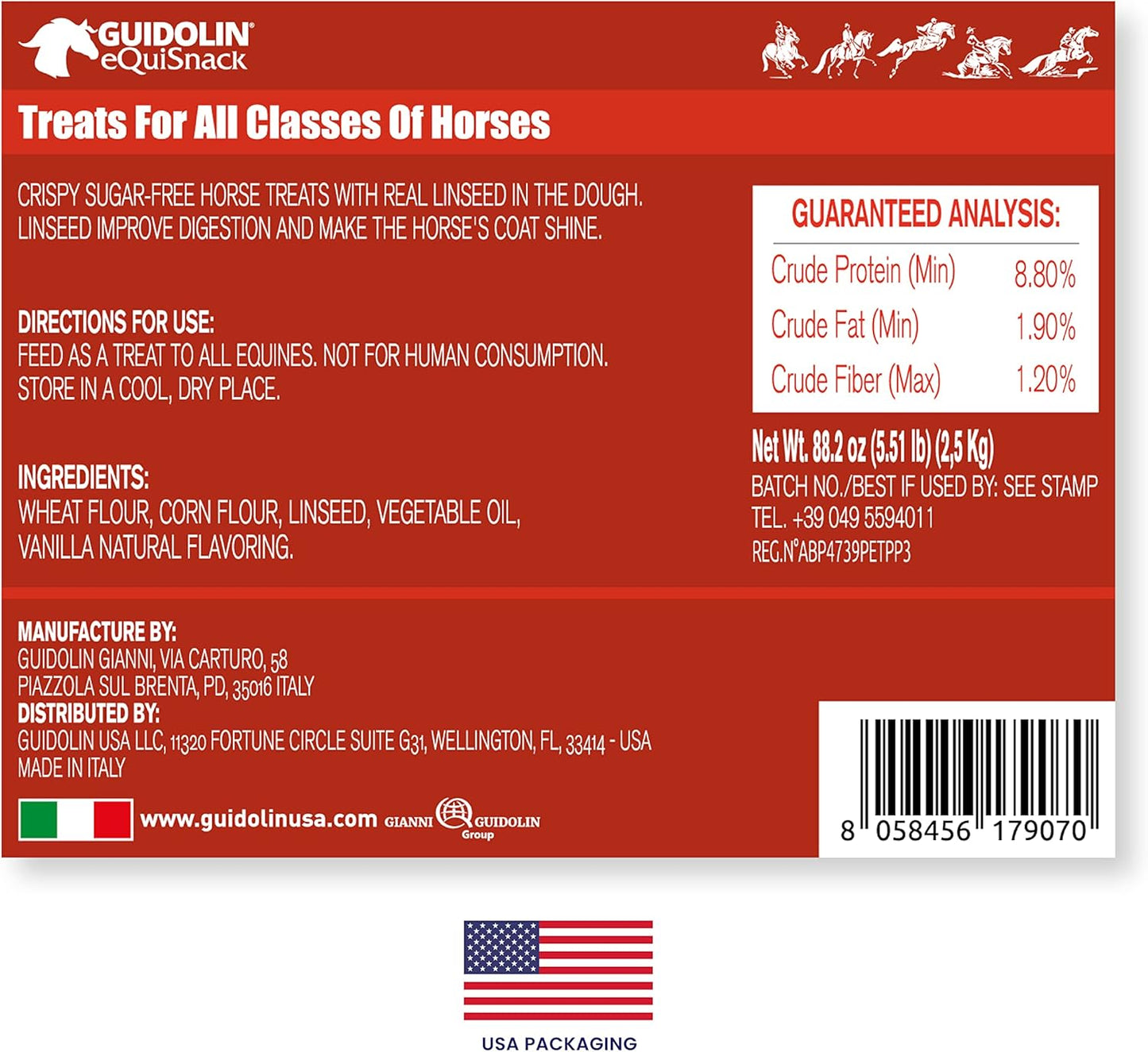 Linseed Treats for All Classes of Horses with Real Superfoods, No Sugar Added, Handmade in Italy - 5,51 LB